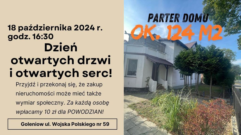 Parter domu Goleniów na sprzedaż ok 130 m2